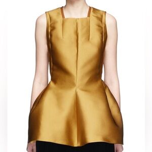 Lanvin Gold Structured Satin Peplum Top- Add Luxury to your wardrobe!